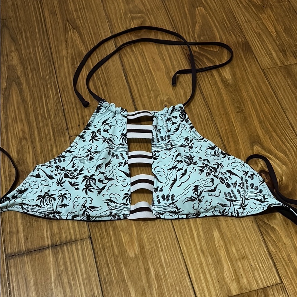 Hobie High Neck Bikini Swim Top Padded REVERSIBLE multicolor Large